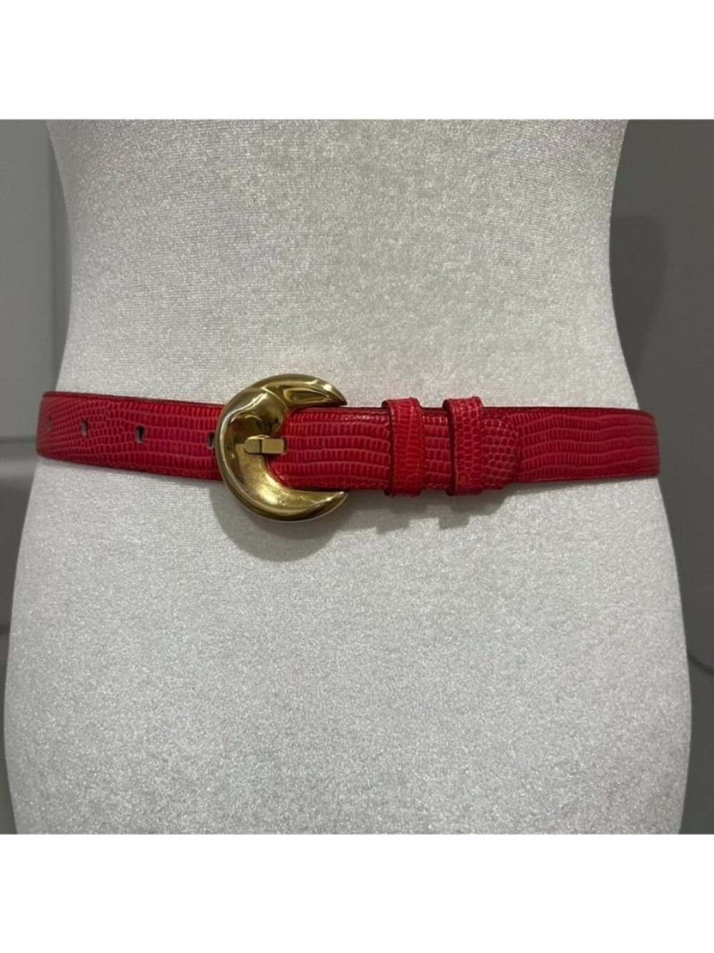 Vintage 80s 90s Style Red Leather Gold Hardware Belt Size Small